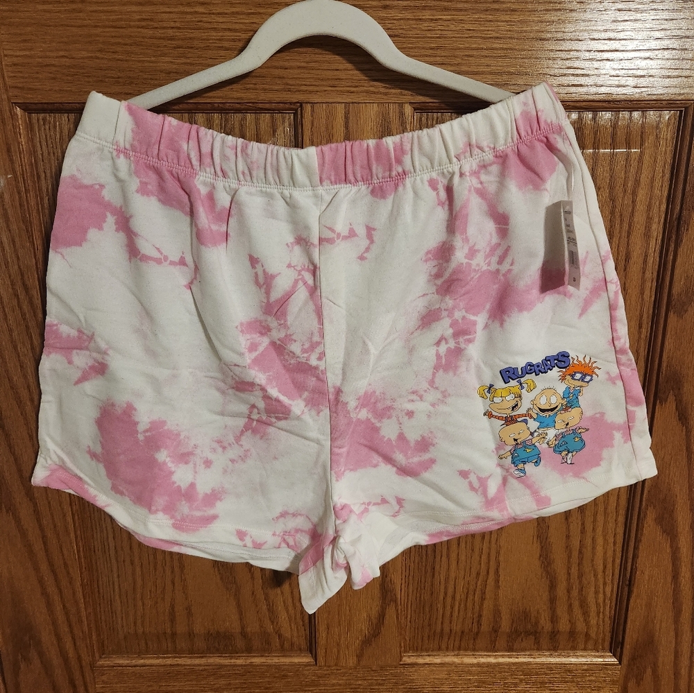 Rugrats Pink and White Tie-Dye Sleep Shorts